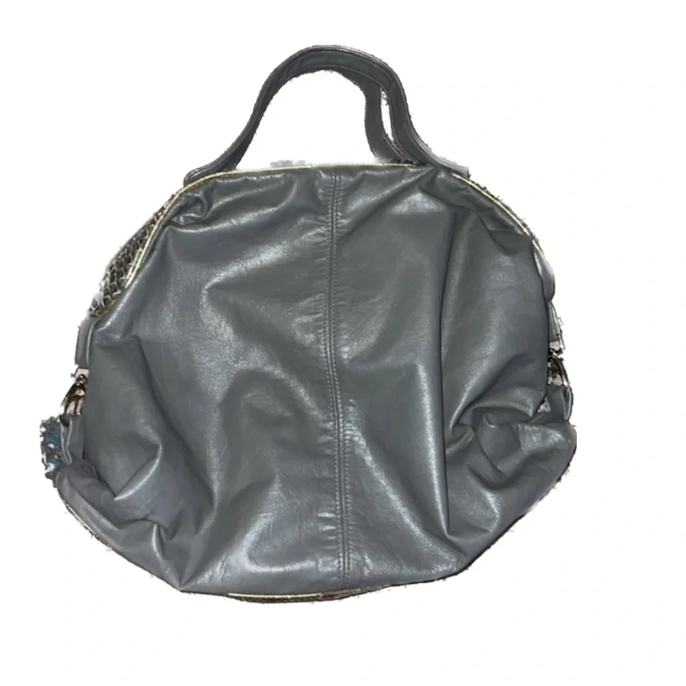 Vintage XL Grey Snakeskin Hobo Bag